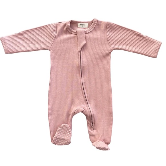 DUSTY ROSE | Ribbed organic baby toddler footie - Picture 1 of 1